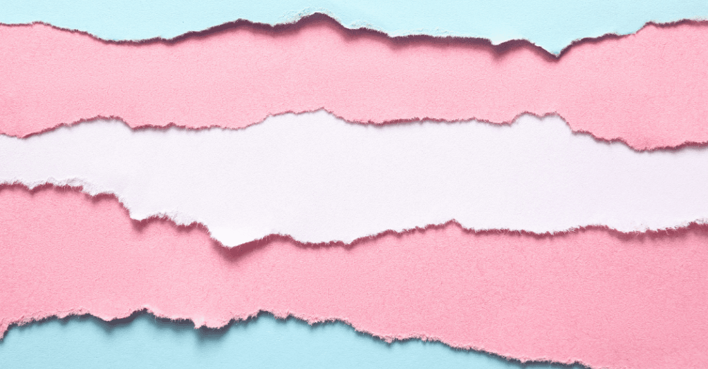 Cores da bandeira da Visibilidade Trans em estilo artístico.