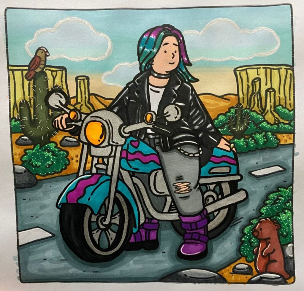 Pintura com marcadores à álcool como prática terapêutica.