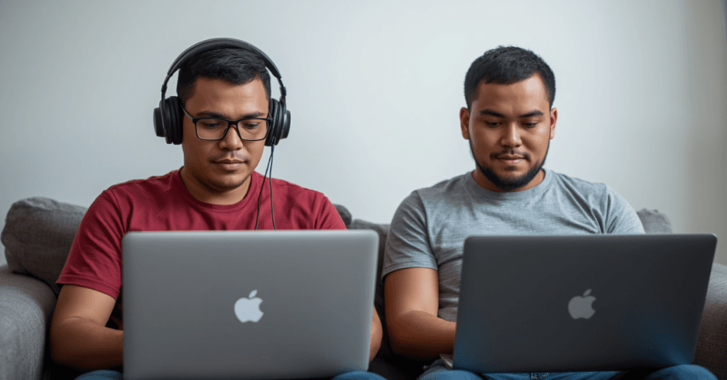 A prática do Body Doubling silencioso e uso de adaptações sensoriais para contornar a inércia e a cegueira temporal.