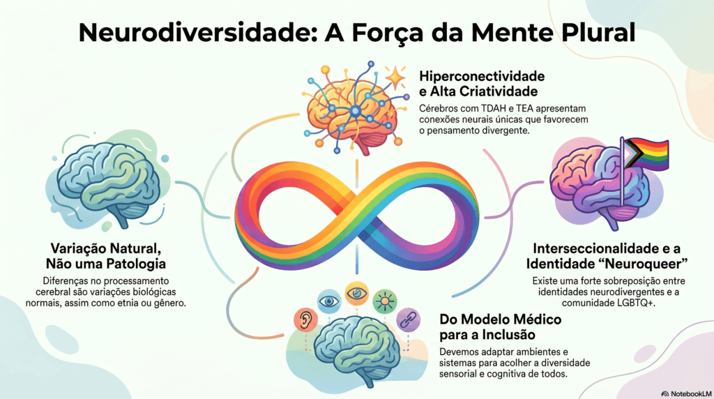 Símbolo do infinito arco-íris representando o Orgulho Autista e a neurodiversidade, em oposição a campanhas focadas em cura.